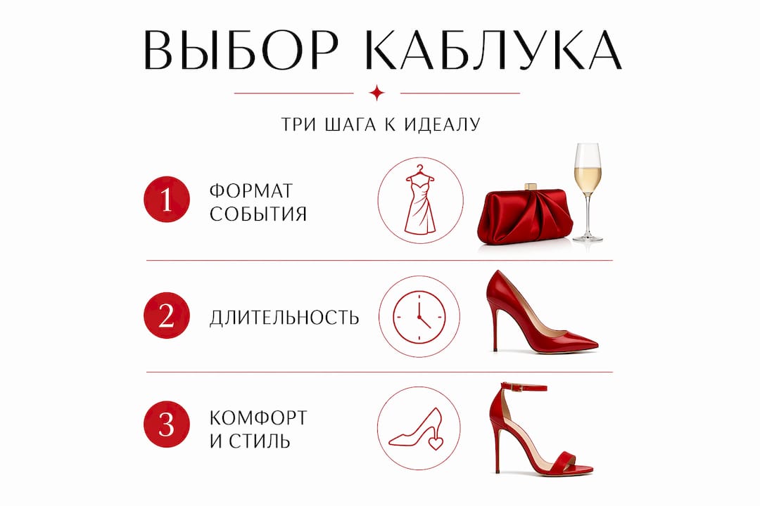 Инфографика: как выбрать идеальную высоту каблука — три простых шага