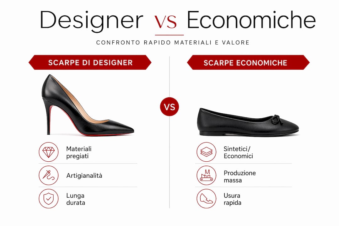Infografica: confronto tra scarpe firmate e modelli low cost