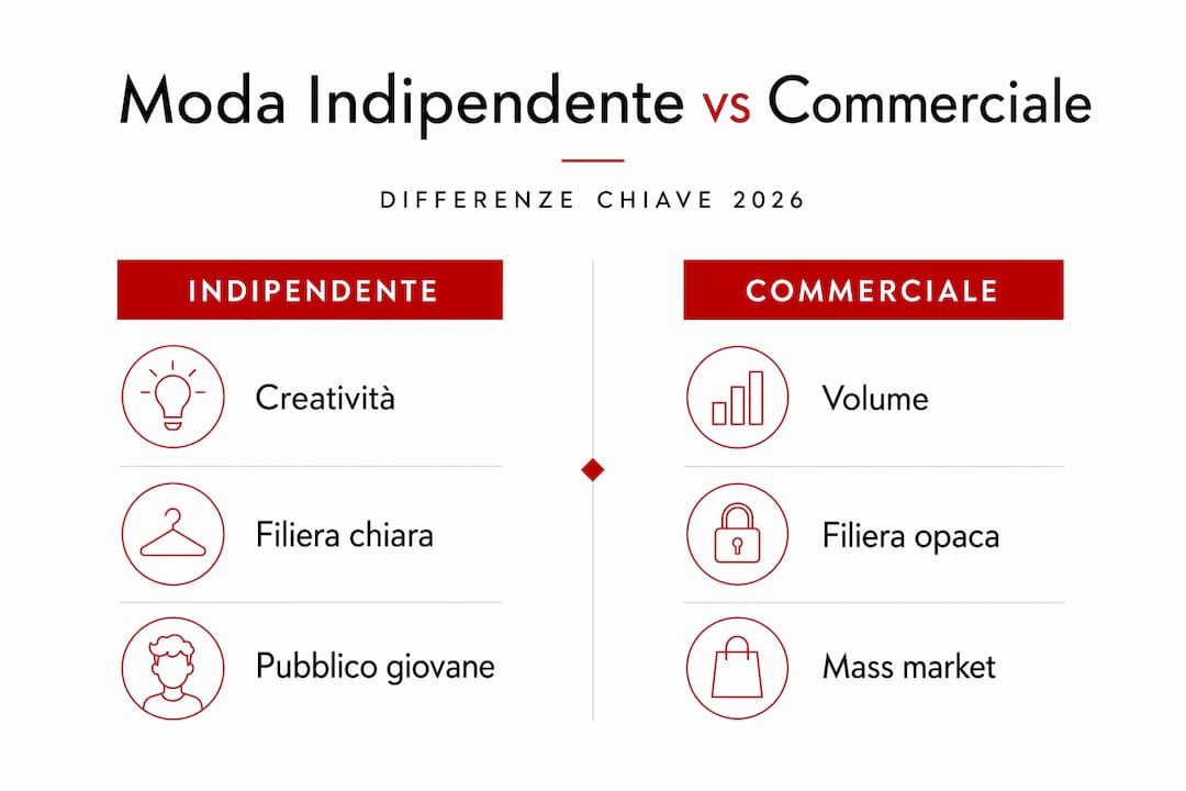 Infografica: differenze tra moda indipendente e moda mainstream