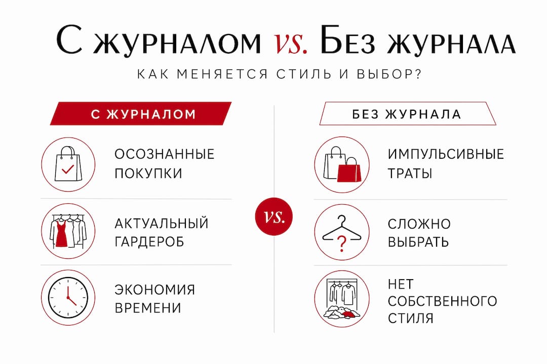 Инфографика: как меняется гардероб с журналом и без него