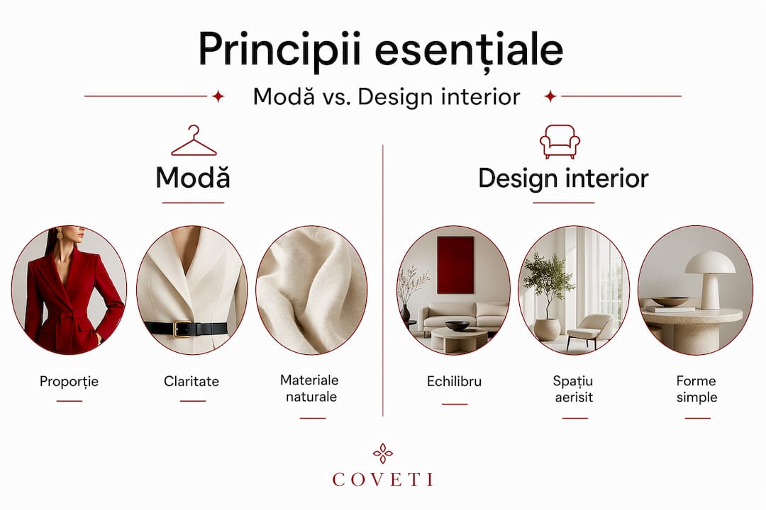 Principii esențiale: diferențele dintre moda vestimentară și designul interior