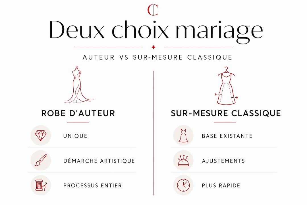 Infographie : robes de créateur vs créations sur-mesure, le match