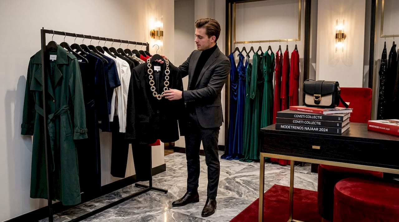 Stylist laat zien hoe je een grove ketting combineert met een colbert