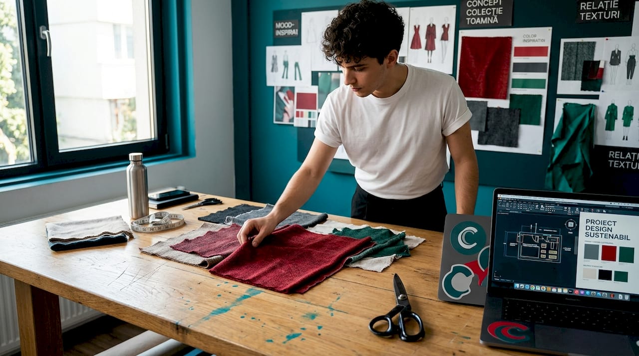 Designerul alege cu grijă materiale textile prietenoase cu mediul
