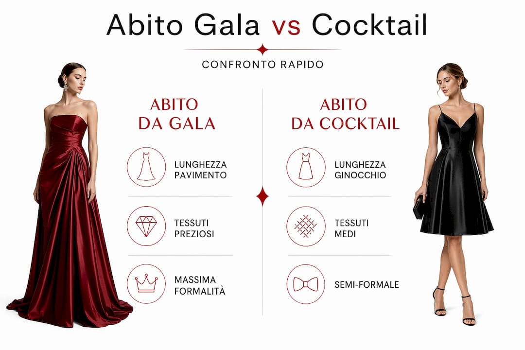 Infografica: differenze tra abito da sera e abito da cocktail
