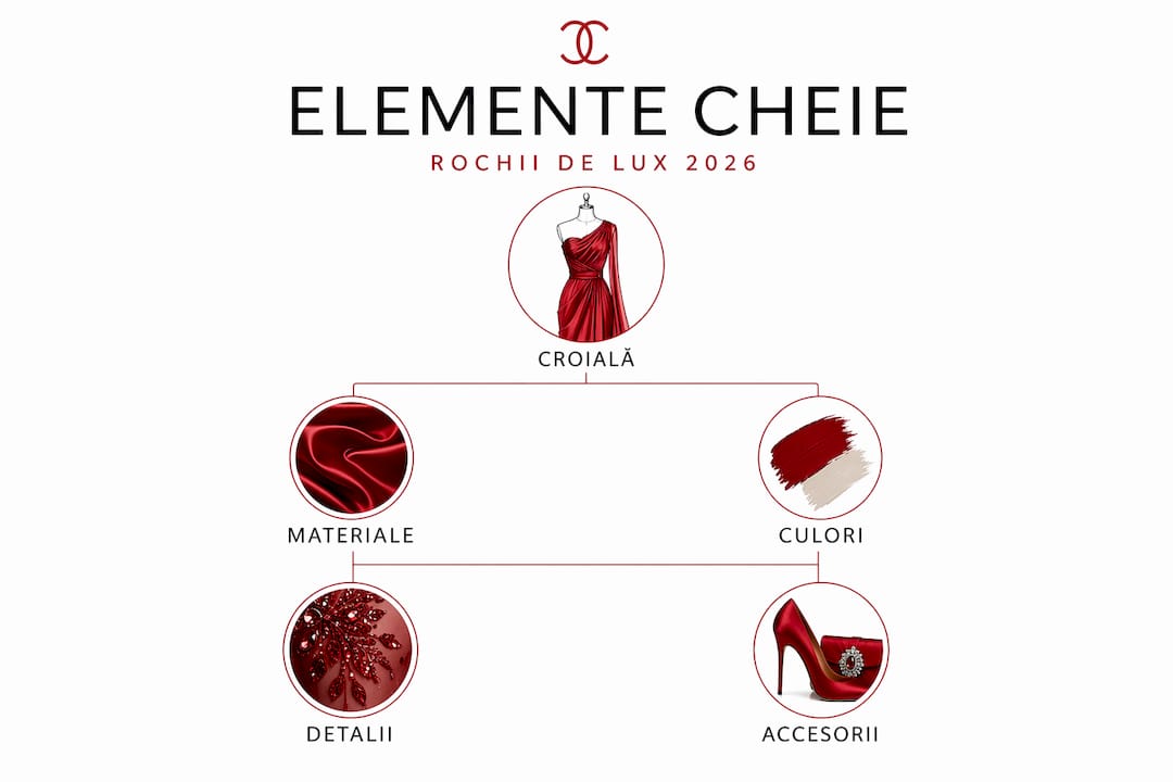 Infografic: componentele esențiale ale unei rochii de lux