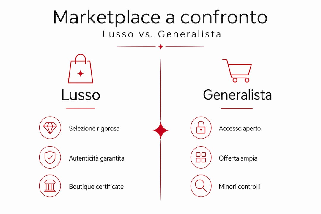 Infografica: differenze tra marketplace di lusso e marketplace tradizionali