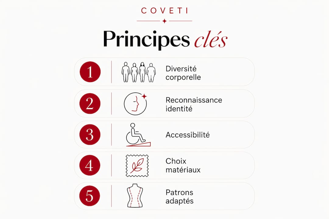 Infographie présentant les grands principes du design de mode inclusif