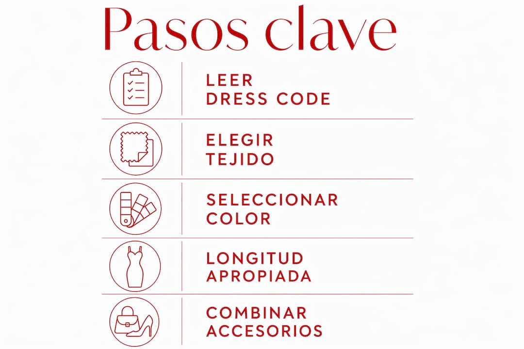 Infografía con los pasos clave para lograr un look de gala impecable