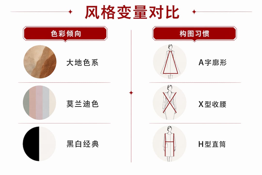色彩偏好与服饰廓形习惯对比一览图