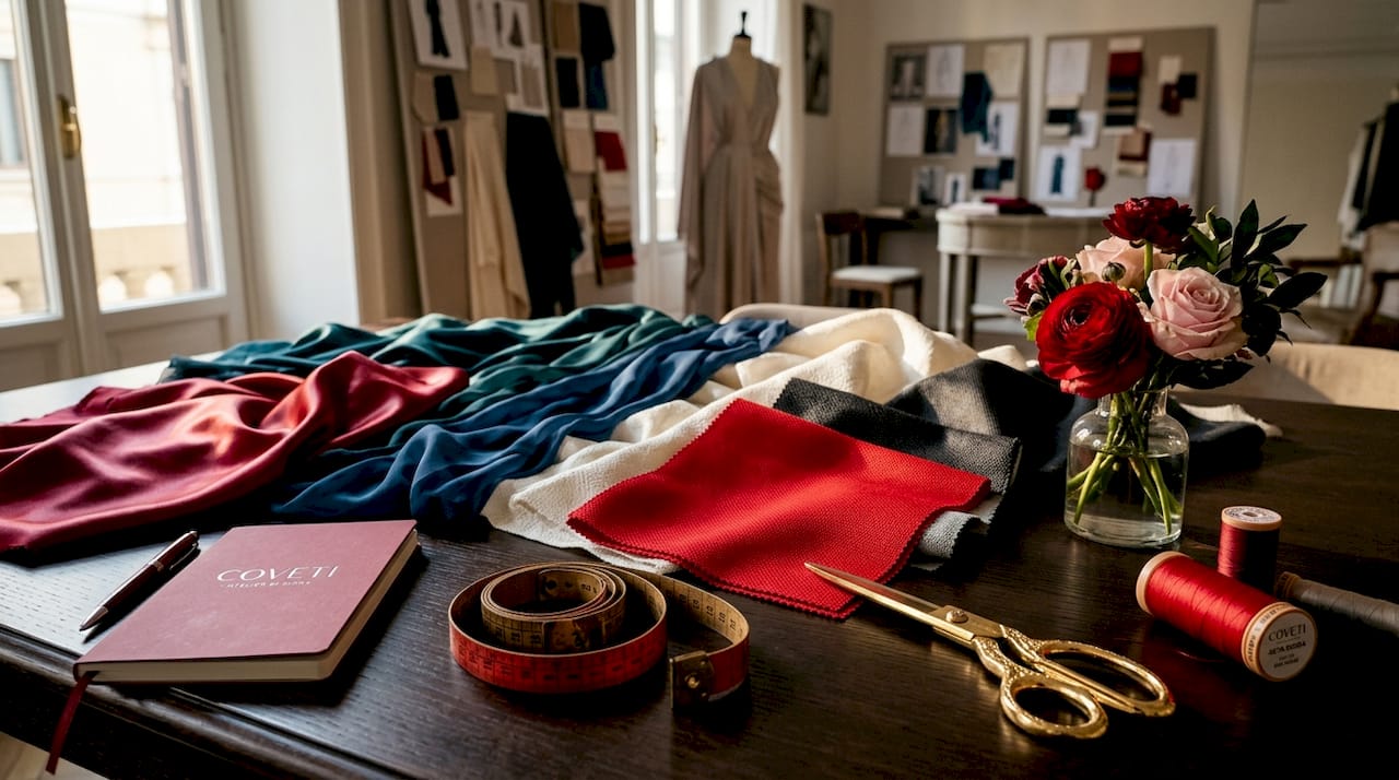 Campioni di tessuti pregiati e accessori di lusso