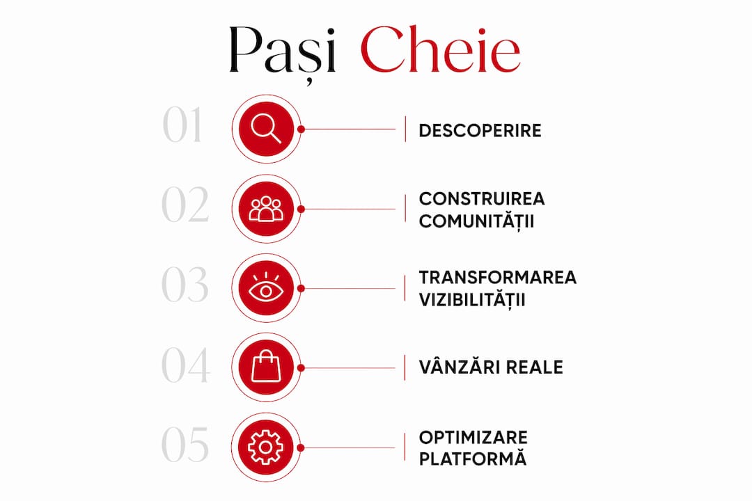Infografic vertical cu etapele esențiale pentru a evidenția și promova munca designerilor
