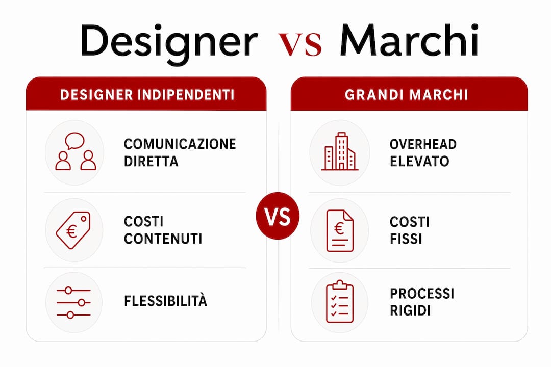 Infografica: confronto tra i costi dei designer indipendenti e quelli dei grandi brand