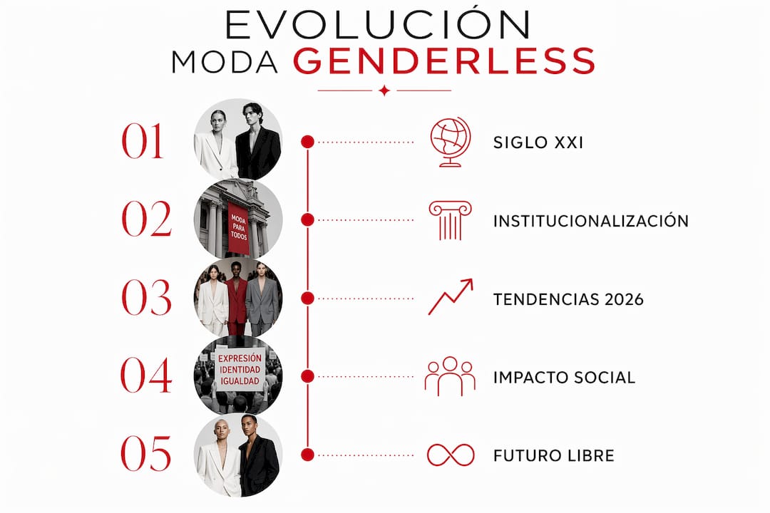 Infografía sobre la historia y transformación de la moda sin género
