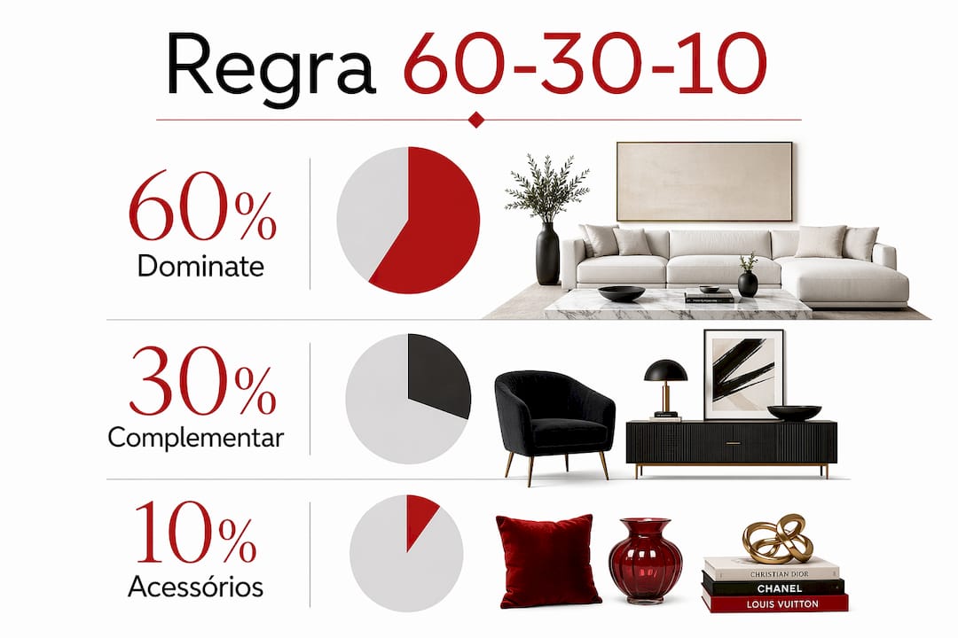 Infográfico: como aplicar a regra dos 60-30-10 em visuais arrojados
