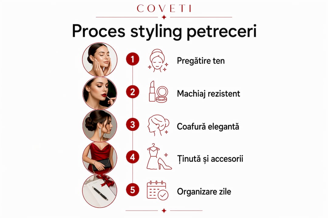 Infografic: Pașii esențiali pentru organizarea și stilizarea petrecerilor din 2026, prezentați pe verticală