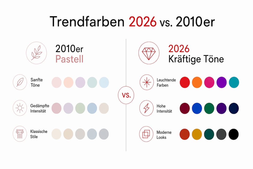Infografik: Wie sich Trendfarben von den 2010ern bis 2026 verändert haben
