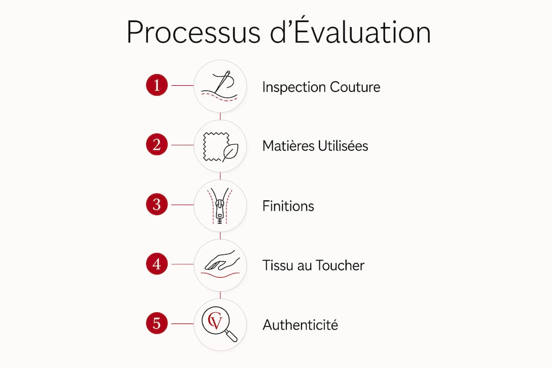 Schéma illustrant les différentes étapes pour contrôler la qualité d’un vêtement