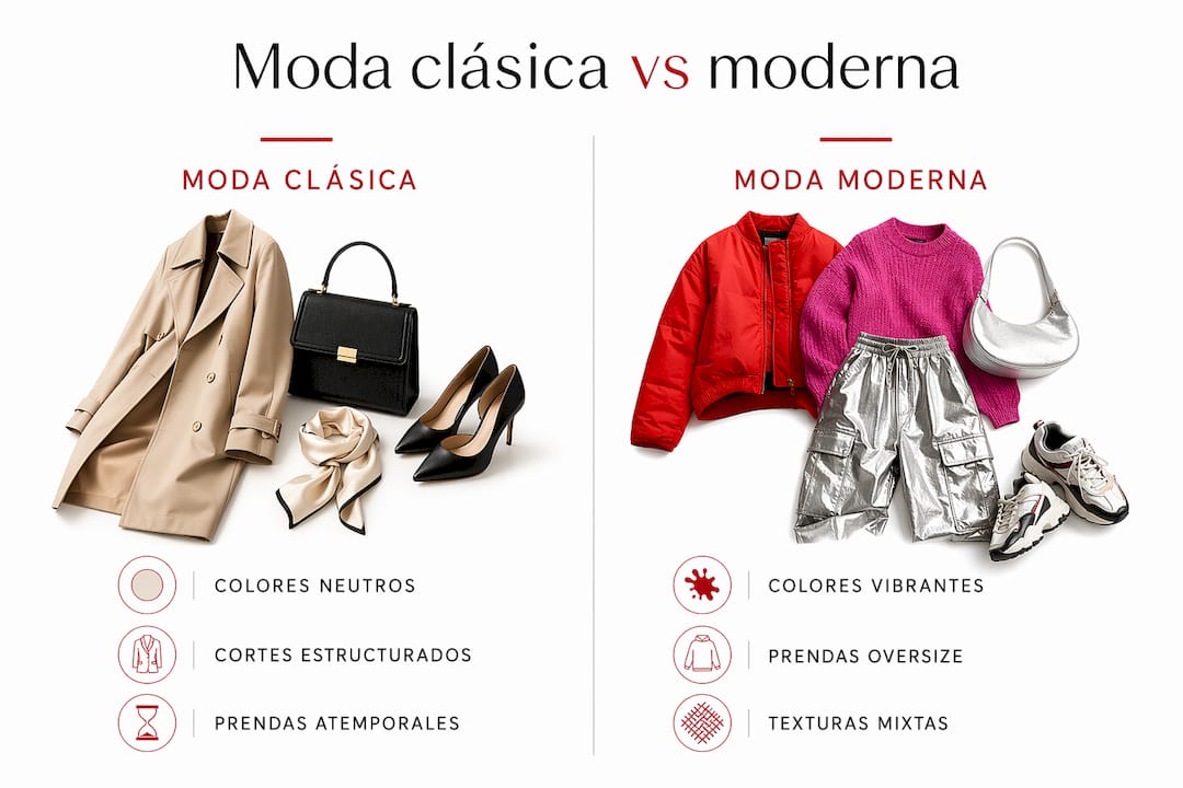 Comparativa visual entre la moda tradicional y las tendencias actuales