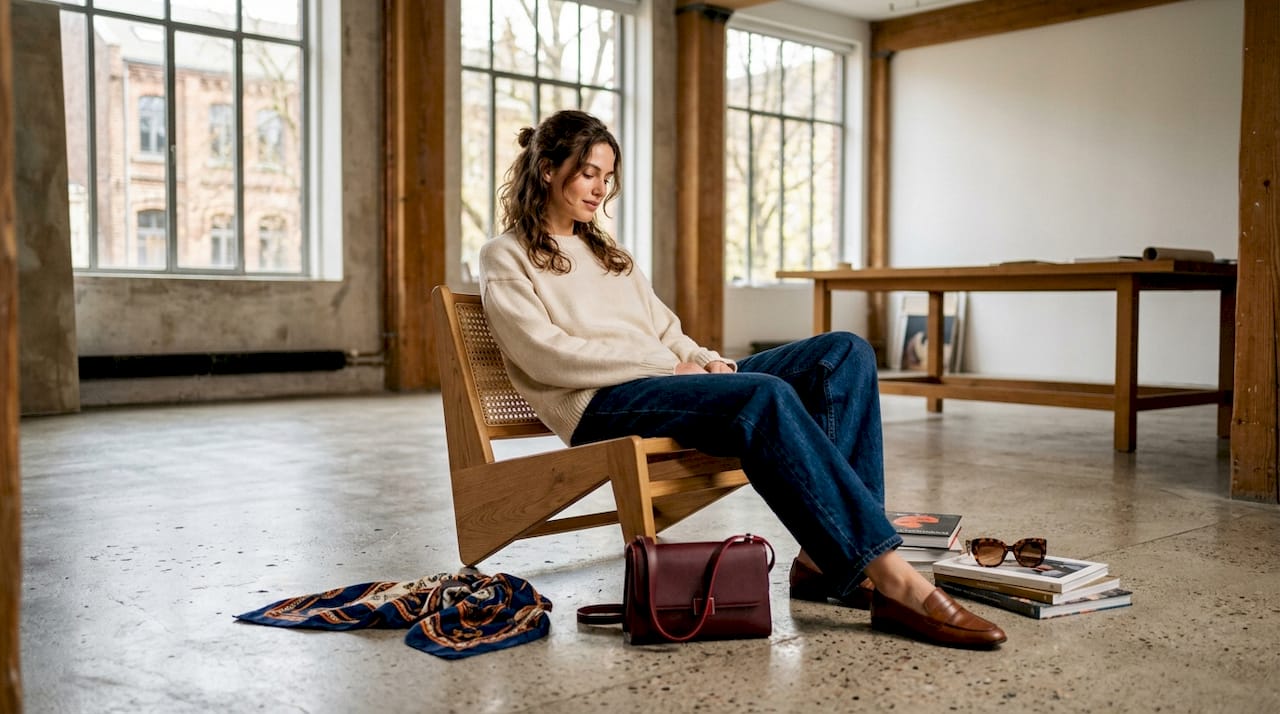 Model in entspannter Studio-Atmosphäre