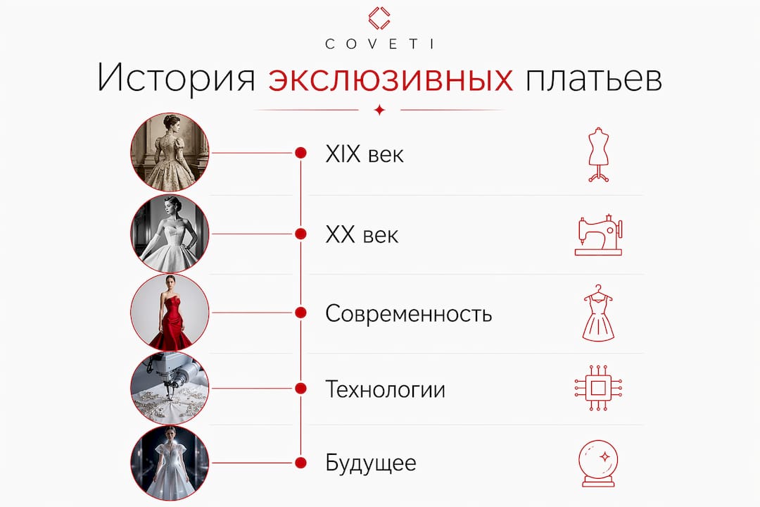 Инфографика: как менялись культовые дизайнерские платья на протяжении истории