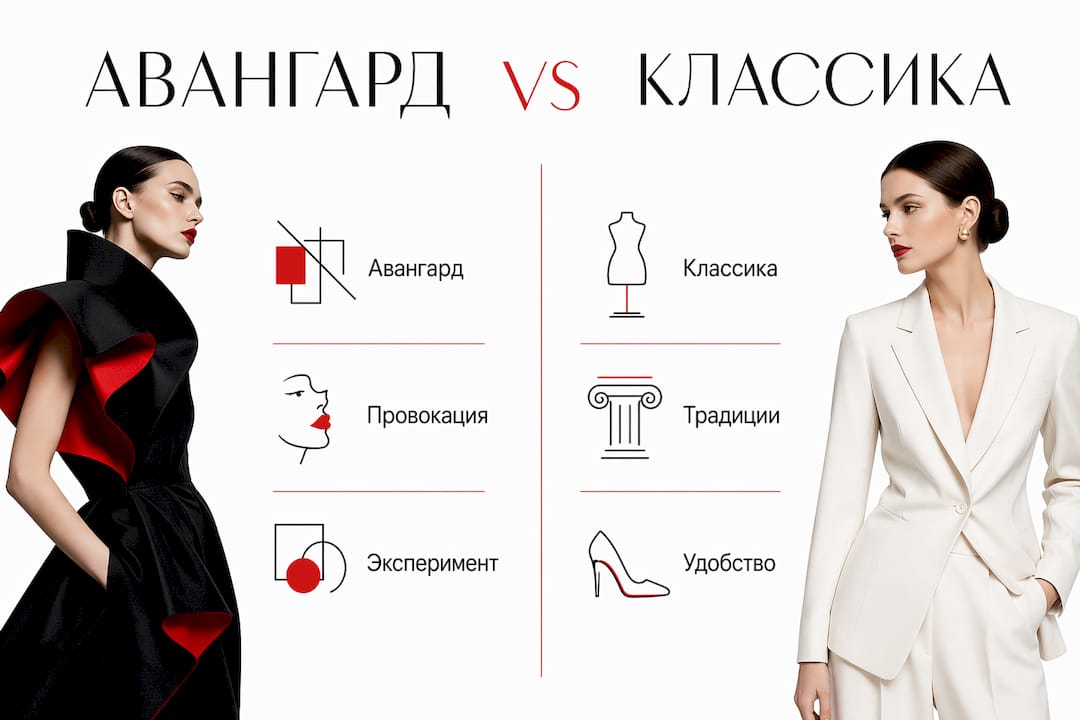 Сопоставление авангарда и классики: лаконичная инфографика для наглядного сравнения стилей
