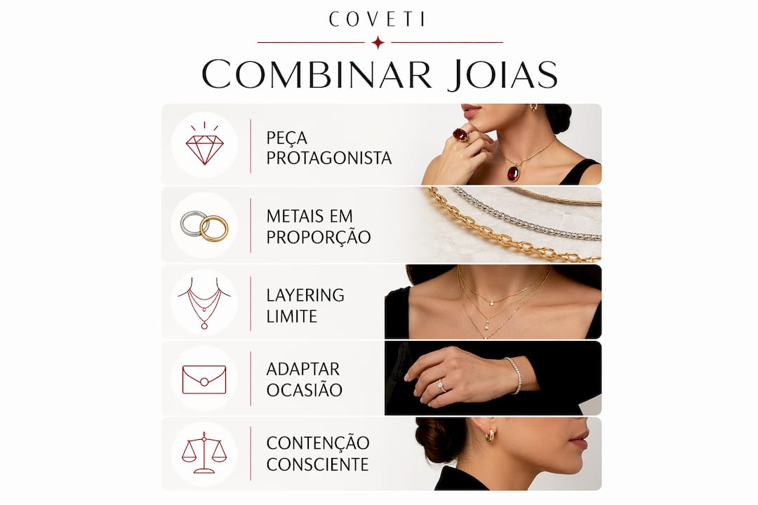 Guia visual com dicas práticas para conjugar joias elegantes
