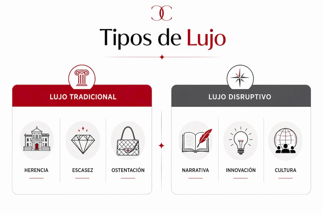Infografía sobre las diferencias entre el lujo clásico y el lujo innovador