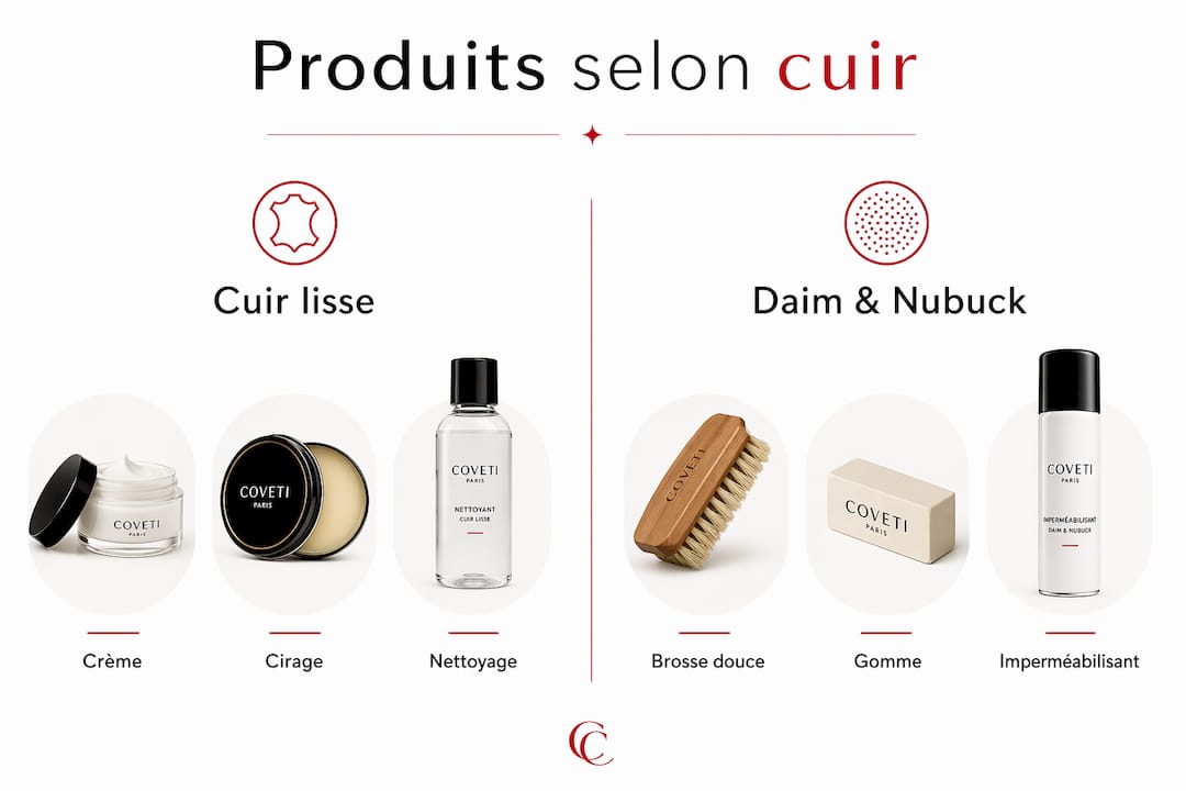 Infographie : quels produits choisir pour entretenir le cuir et le daim ?