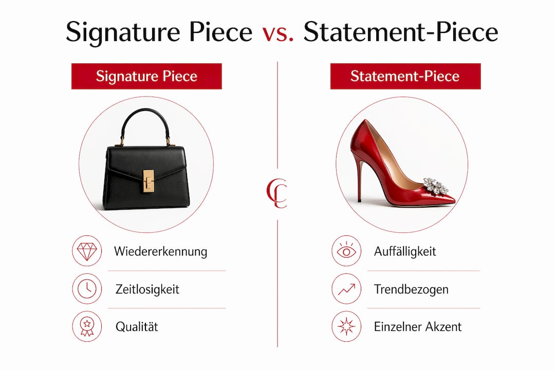 Infografik: Signature Piece vs. Statement Piece – ein Überblick über die Unterschiede