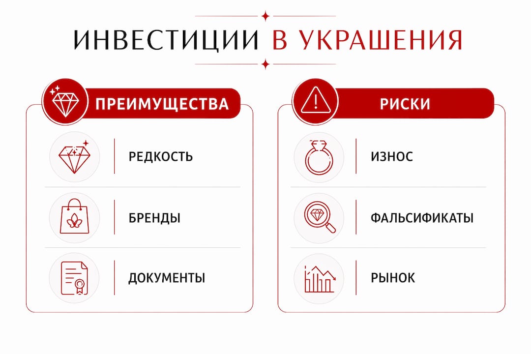 Инфографика: плюсы и минусы вложений в ювелирные изделия