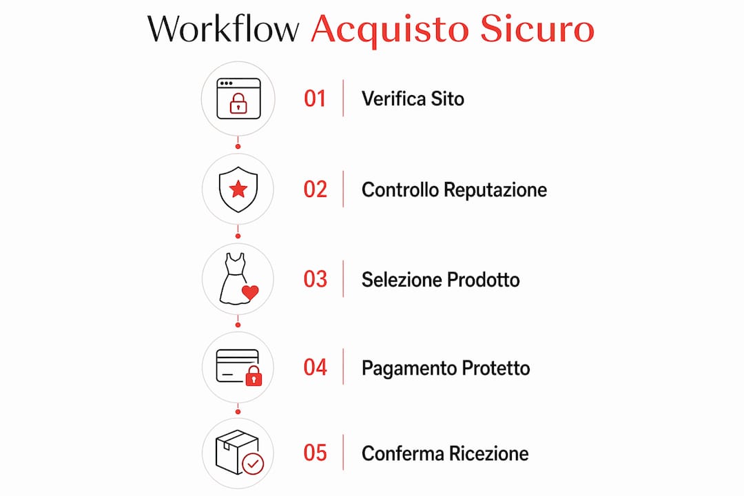 Infografica: tutte le fasi del processo per acquistare beni di lusso in modo sicuro