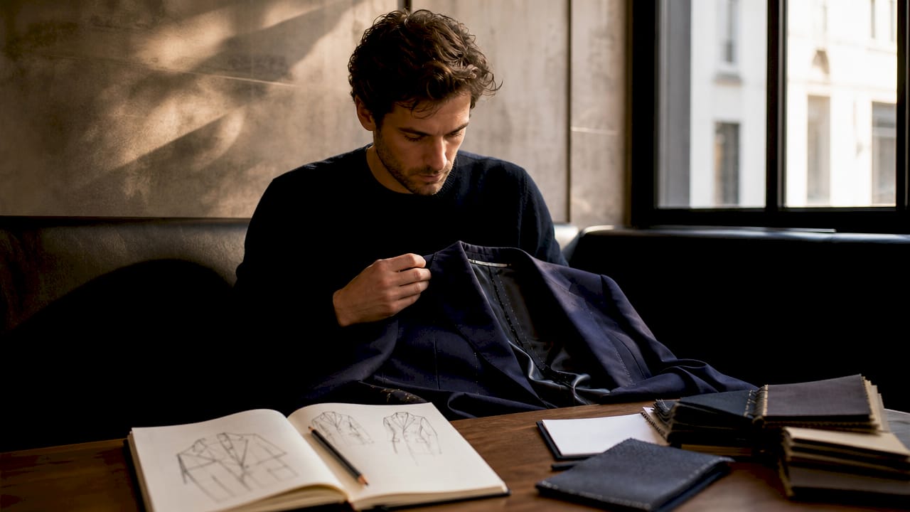 Zoom sur les détails d’une veste élégante et des accessoires incontournables du style classique