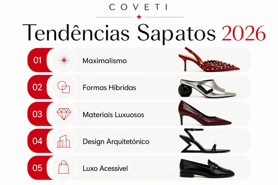Infográfico: as grandes tendências em sapatos arrojados para 2026