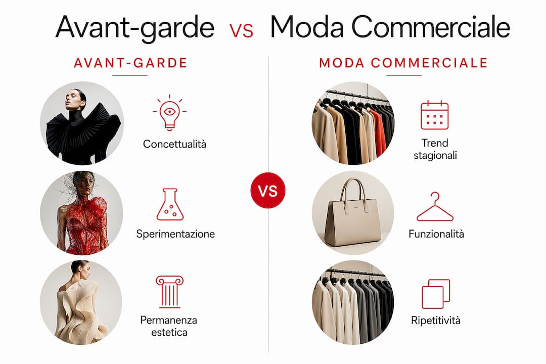 Infografica: differenze tra lo stile avant-garde e la moda mainstream