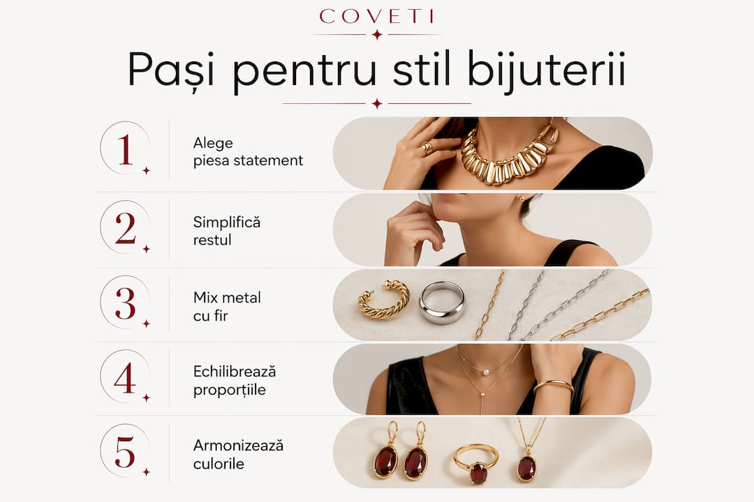 Ghid vizual cu etapele esențiale pentru a-ți accesoriza bijuteriile în tendințele anului 2026