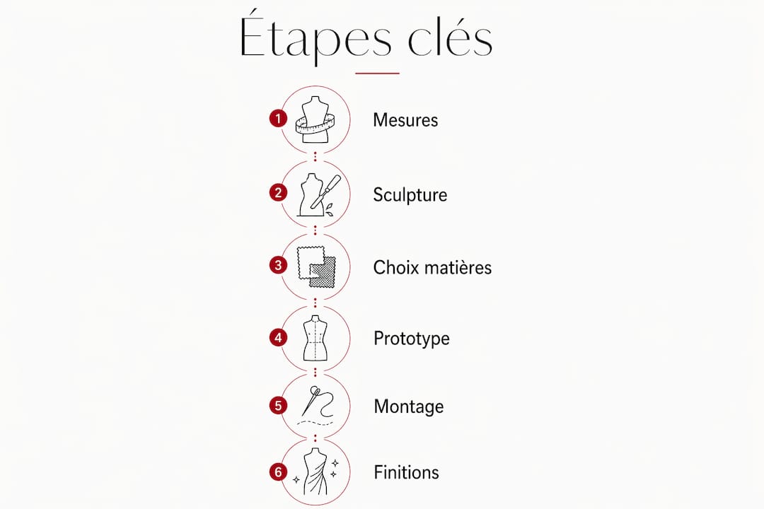 Infographie mettant en lumière les grandes étapes de la fabrication d’une chaussure de luxe