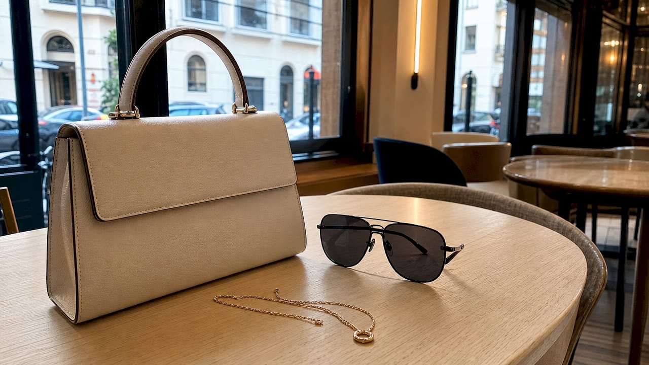Des accessoires élégants et épurés mis en valeur sur une table en marbre