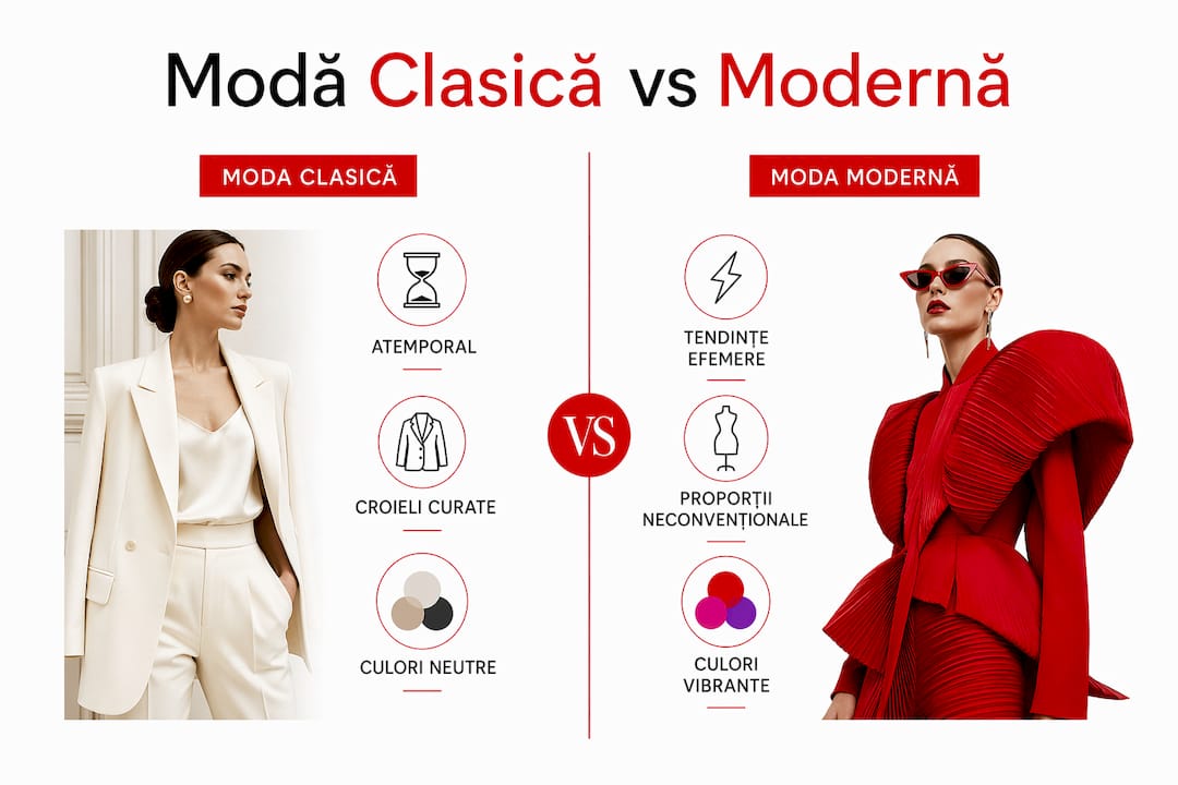 Infografic: diferențele dintre moda clasică și cea contemporană