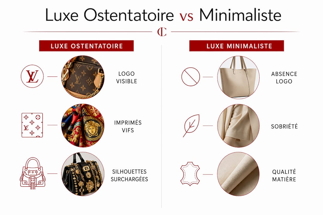 Infographie : le face-à-face entre luxe ostentatoire et luxe minimaliste