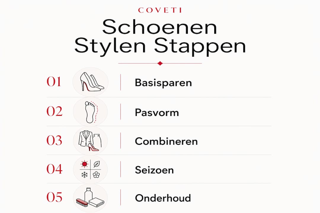 Overzichtelijke infographic: zo style je schoenen, stap voor stap uitgelegd
