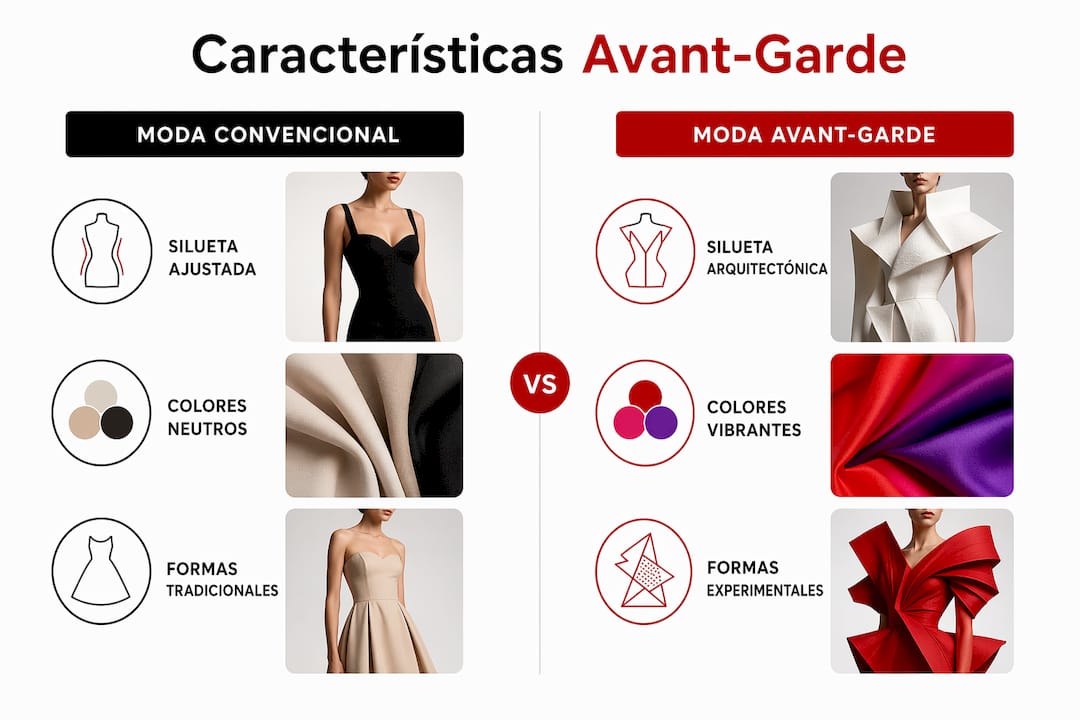 Infografía que muestra las diferencias entre la moda tradicional y la moda vanguardista