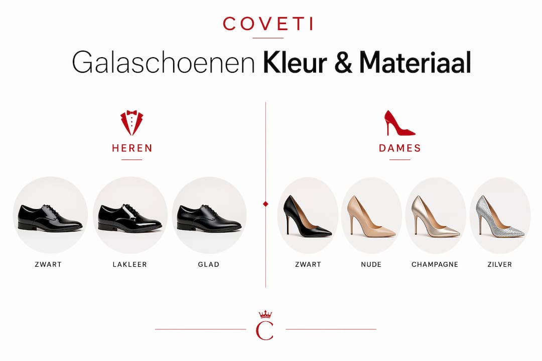 Overzicht van de kleuren en materialen van galaschoenen