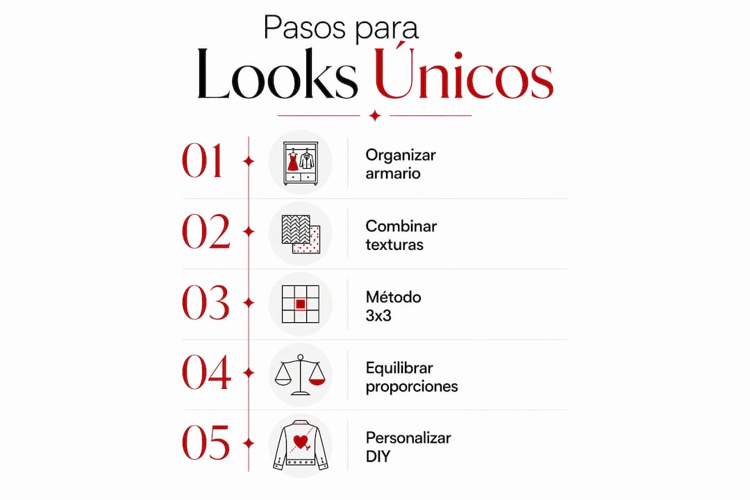 Infografía con los pasos clave para crear looks originales y con estilo propio