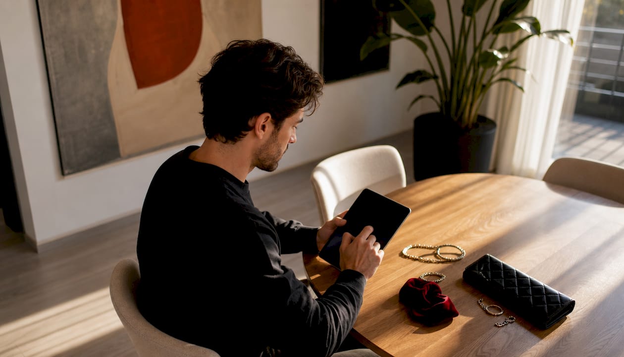 Man past kleding virtueel thuis via een app