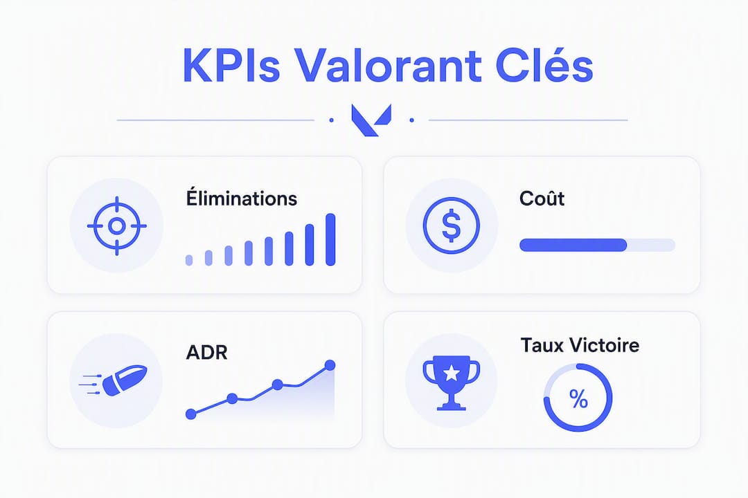 Découvrez en un clin d'œil les indicateurs clés de performance à suivre sur Valorant grâce à cette infographie.