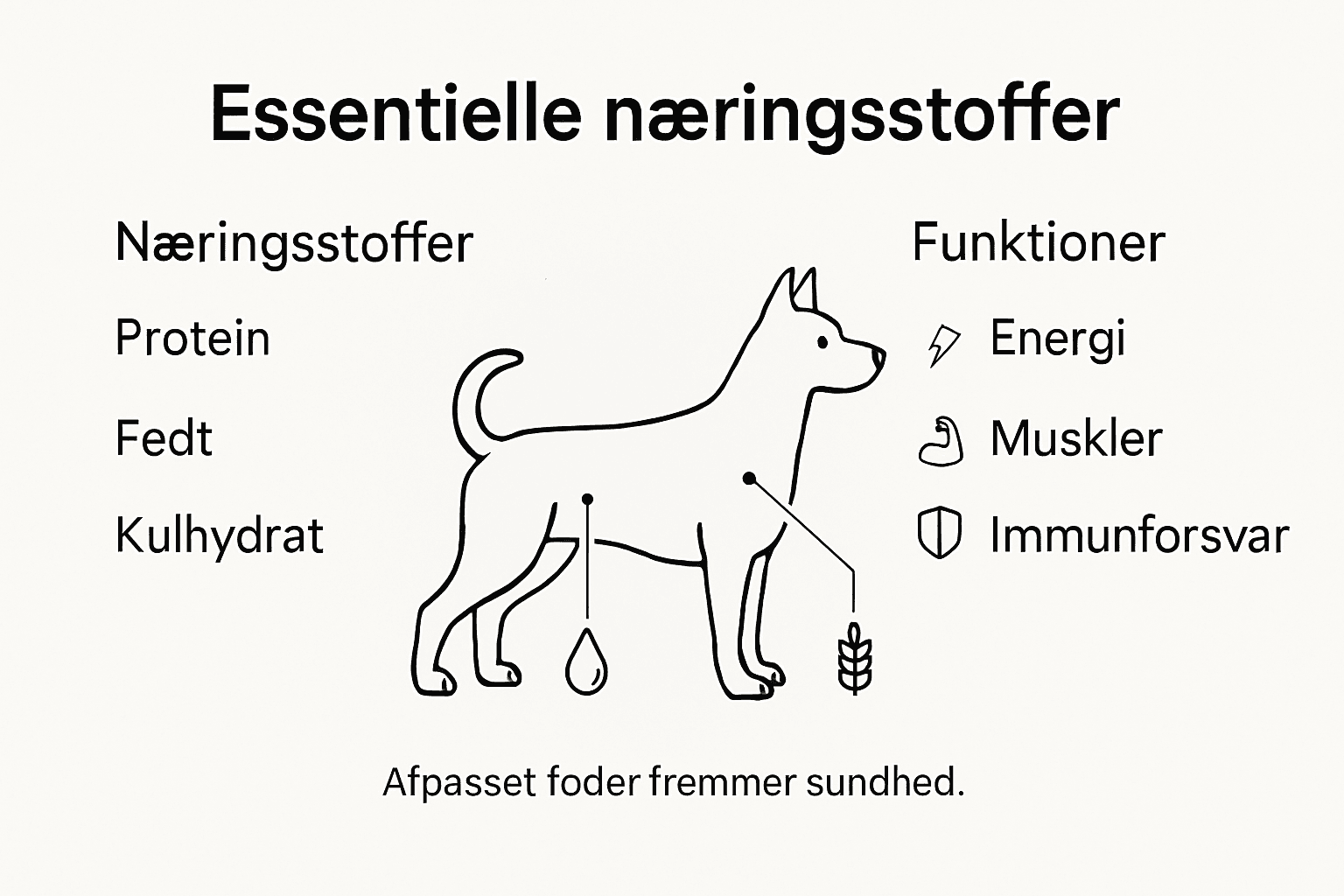 Oversigt: Hvilke næringsstoffer skal der være i din hunds foder?