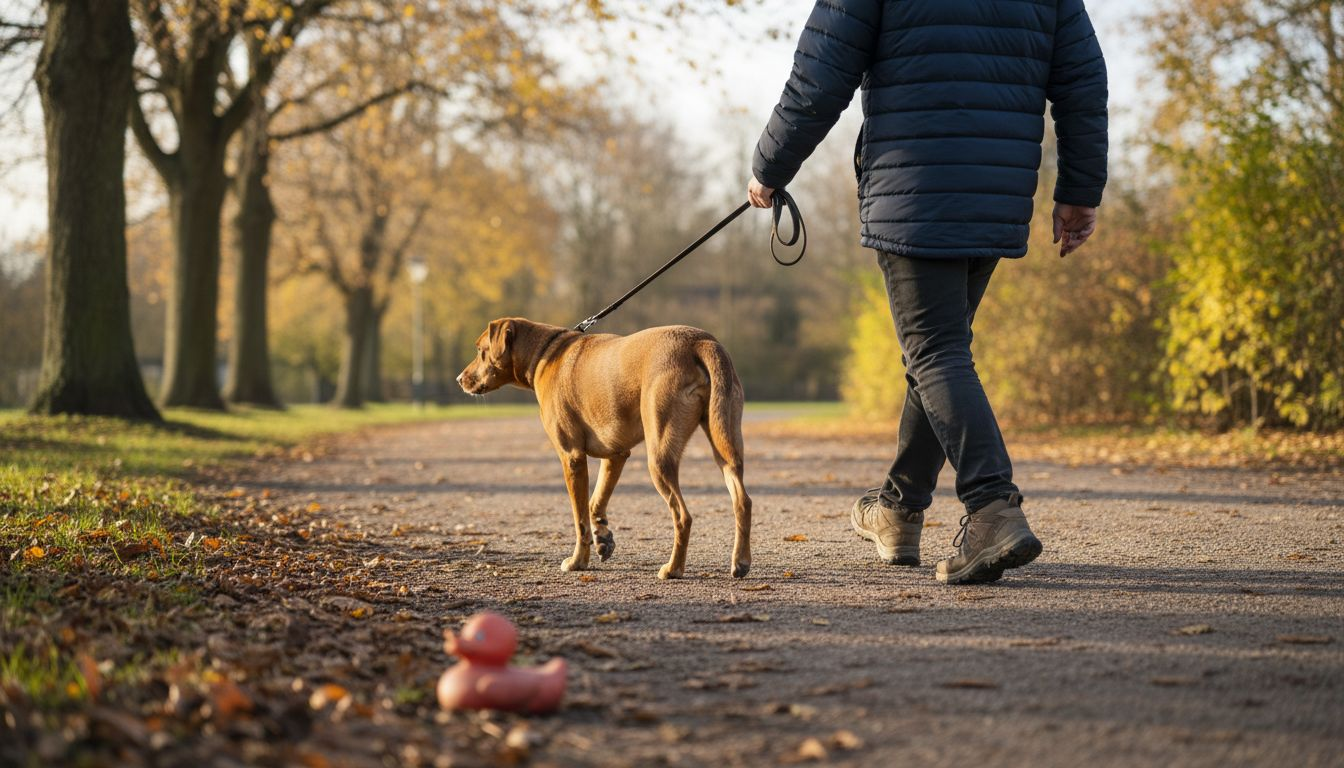 En glad hund nyder en dejlig tur gennem parken