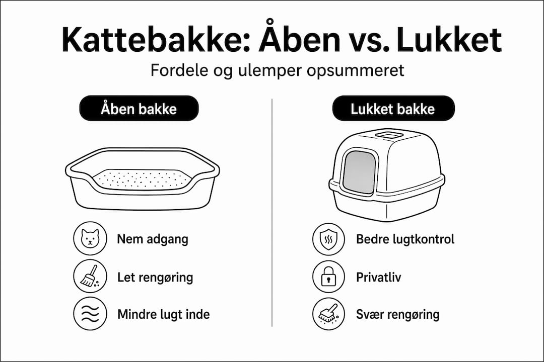 Grafikken viser fordele og ulemper ved åbne og lukkede kattebakker