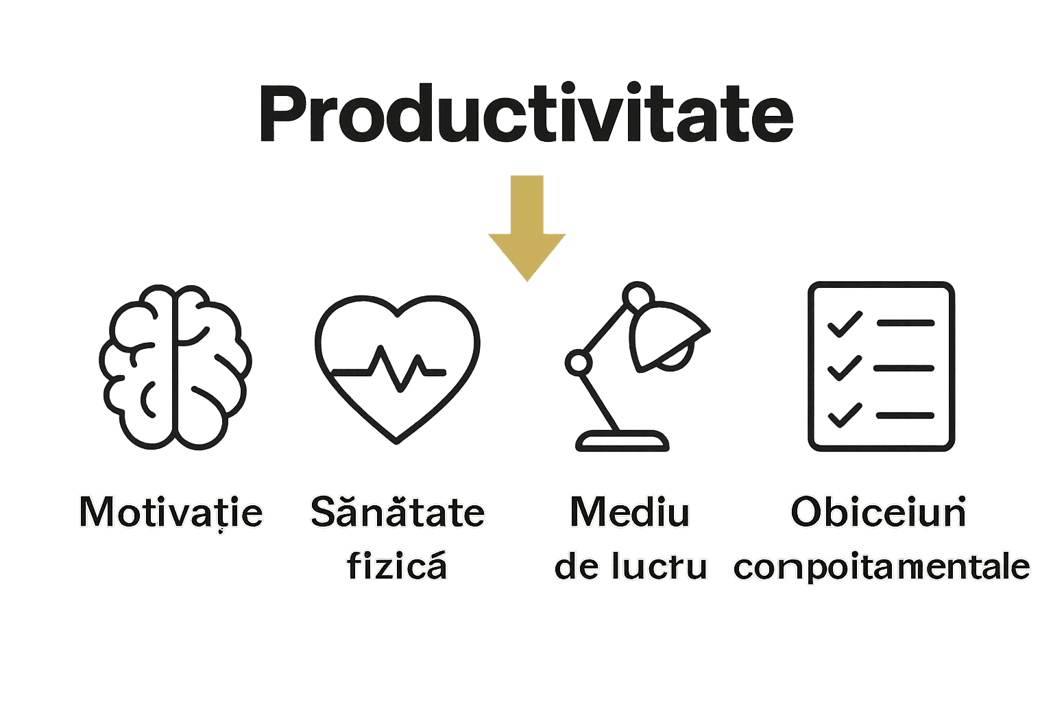 Infografic cu factori cheie care influențează productivitatea tinerilor